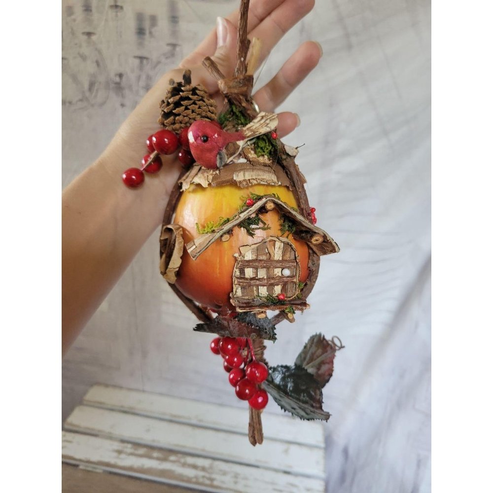 Large tree house bird Xmas holiday ornament tree v